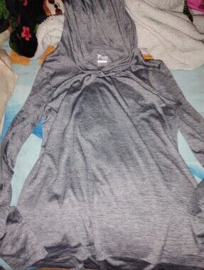 Old Navy Active Gray Go-Dry Hooded Performance Top